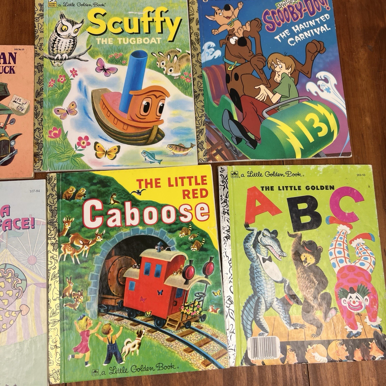 Vintage Little Golden Books Lot Scuffy Tugboat ABC Caboose Scooby Doo