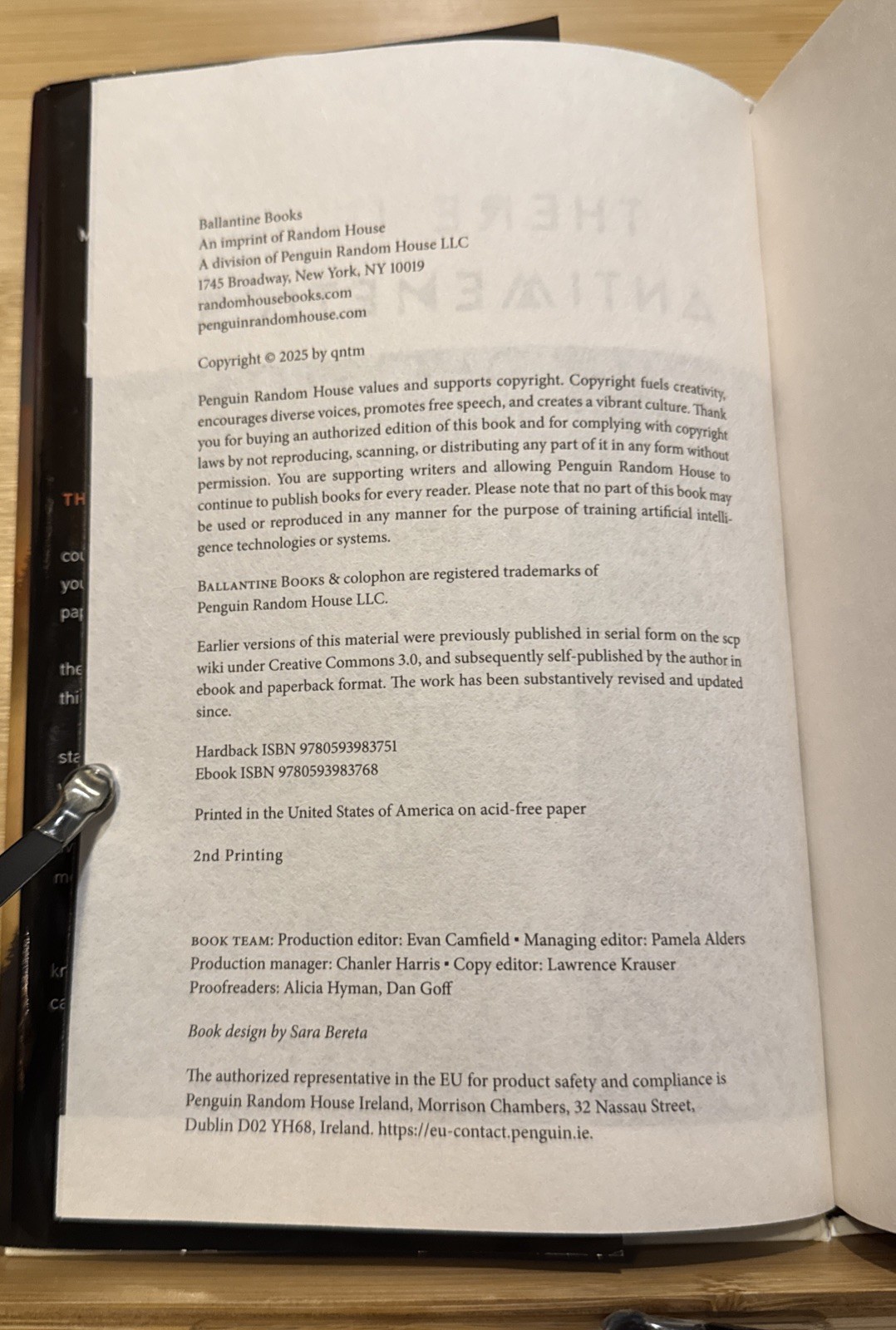 There Is No Antimemetics Division – QNTM (Hardcover) First US Edition/2nd Print