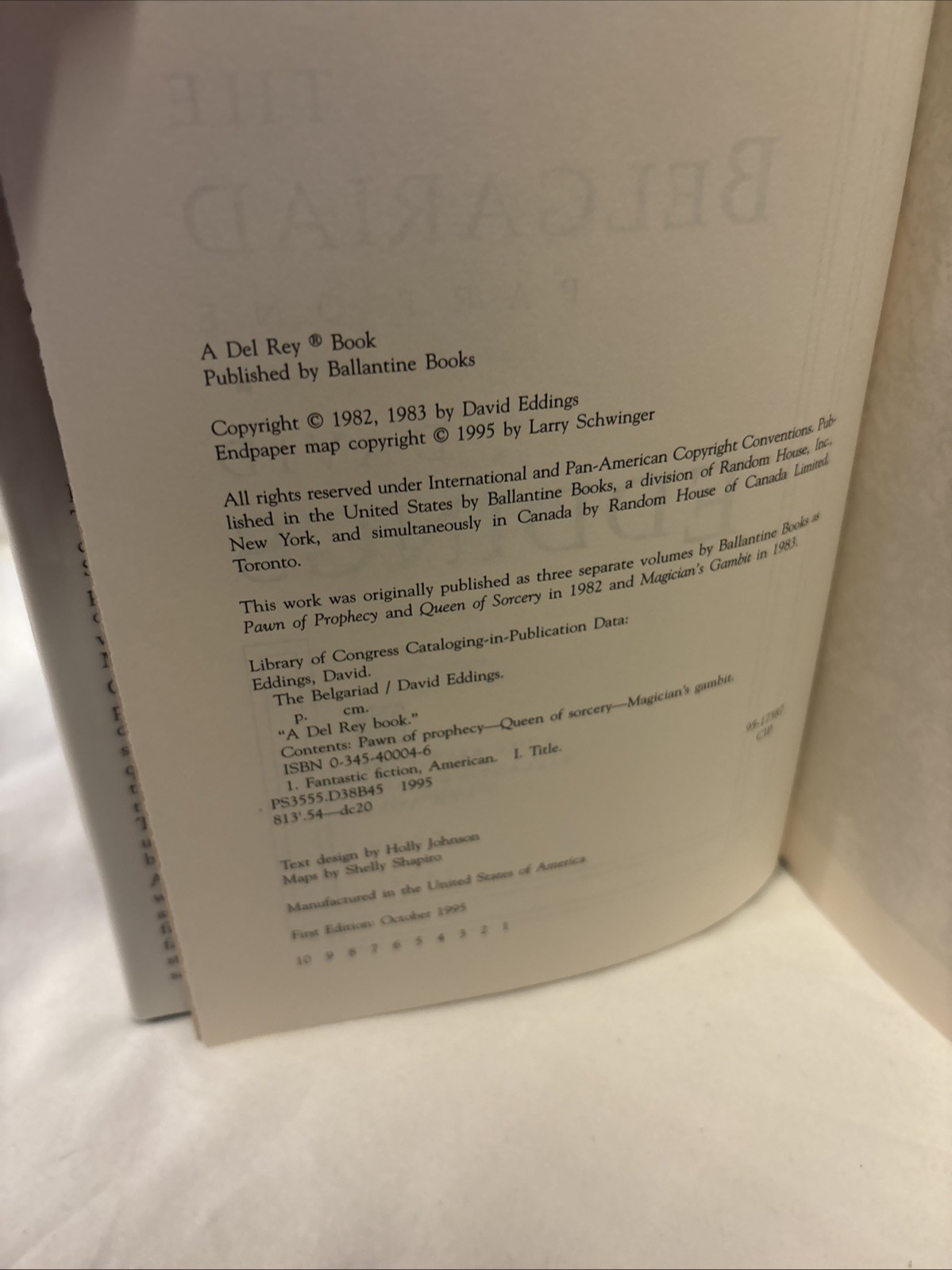 The Belgariad – Part One / David Eddings / Del Rey 1995 1st Edition /1st HC DJ