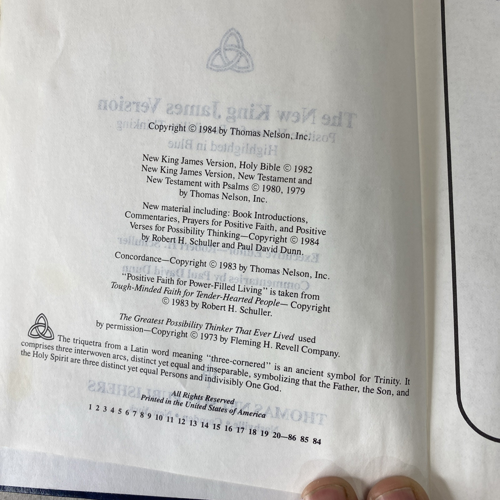 Holy Bible Possibility Thinkers Edition NKJV Robert Schuller 1984 Thomas Nelson
