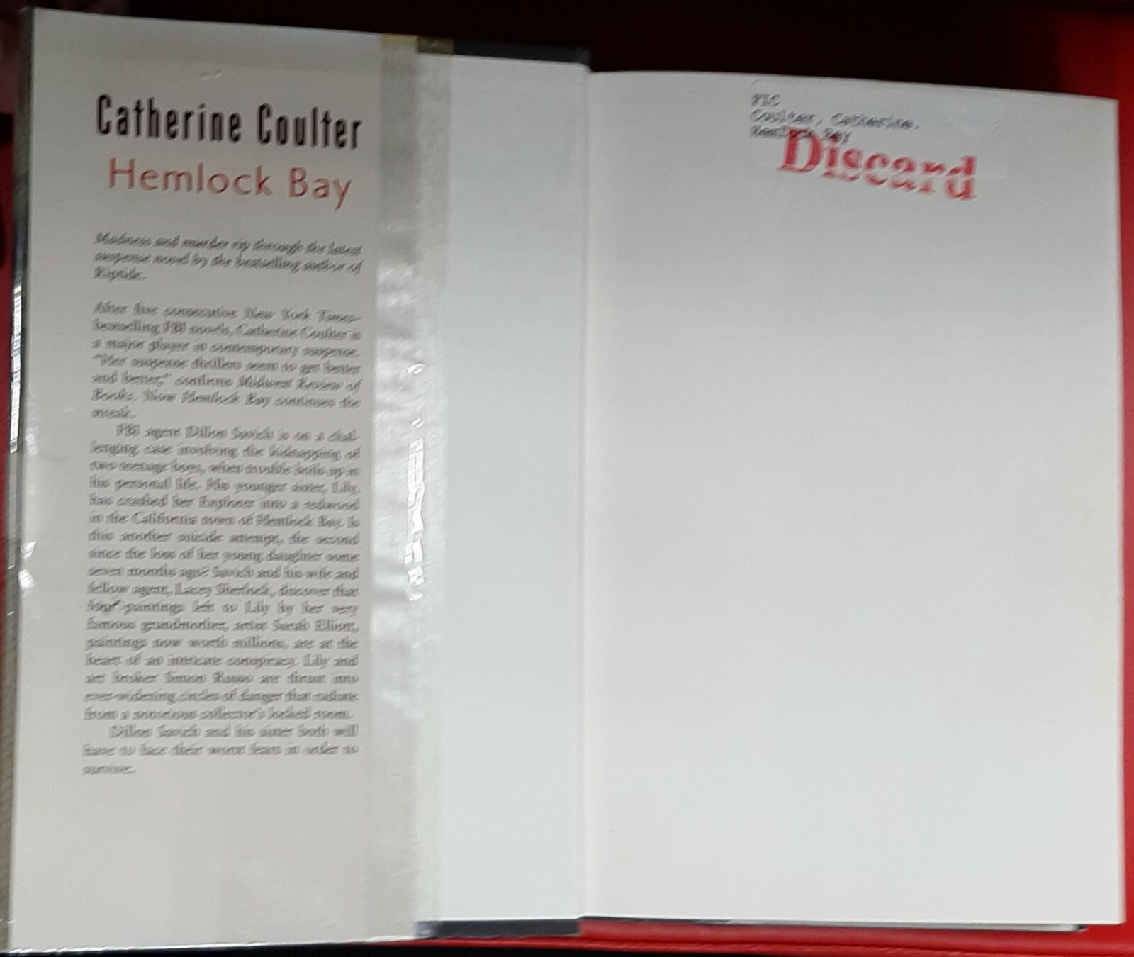 Hemlock Bay (F.B.I. Thriller #6)~Catherine Coulter~2001~Ex-Library~H/C~D/J