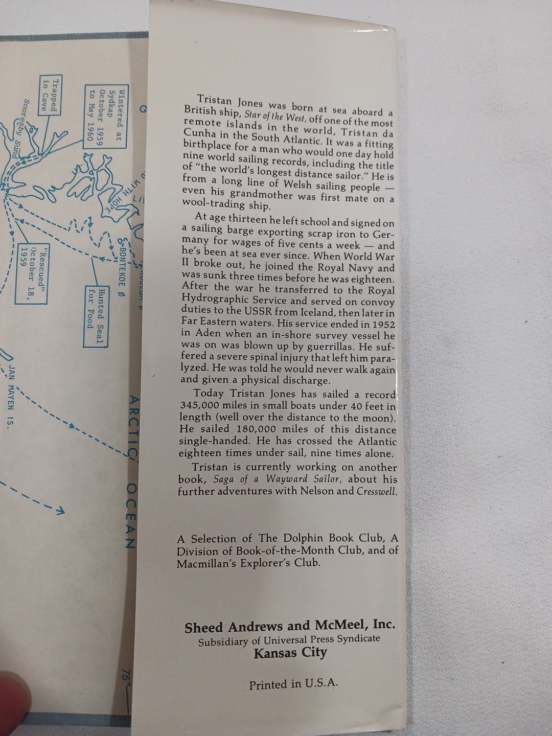 SIGNED Ice! Tristan Jones 1978 HC First Edition 1st Printing Sailing Sail Boat