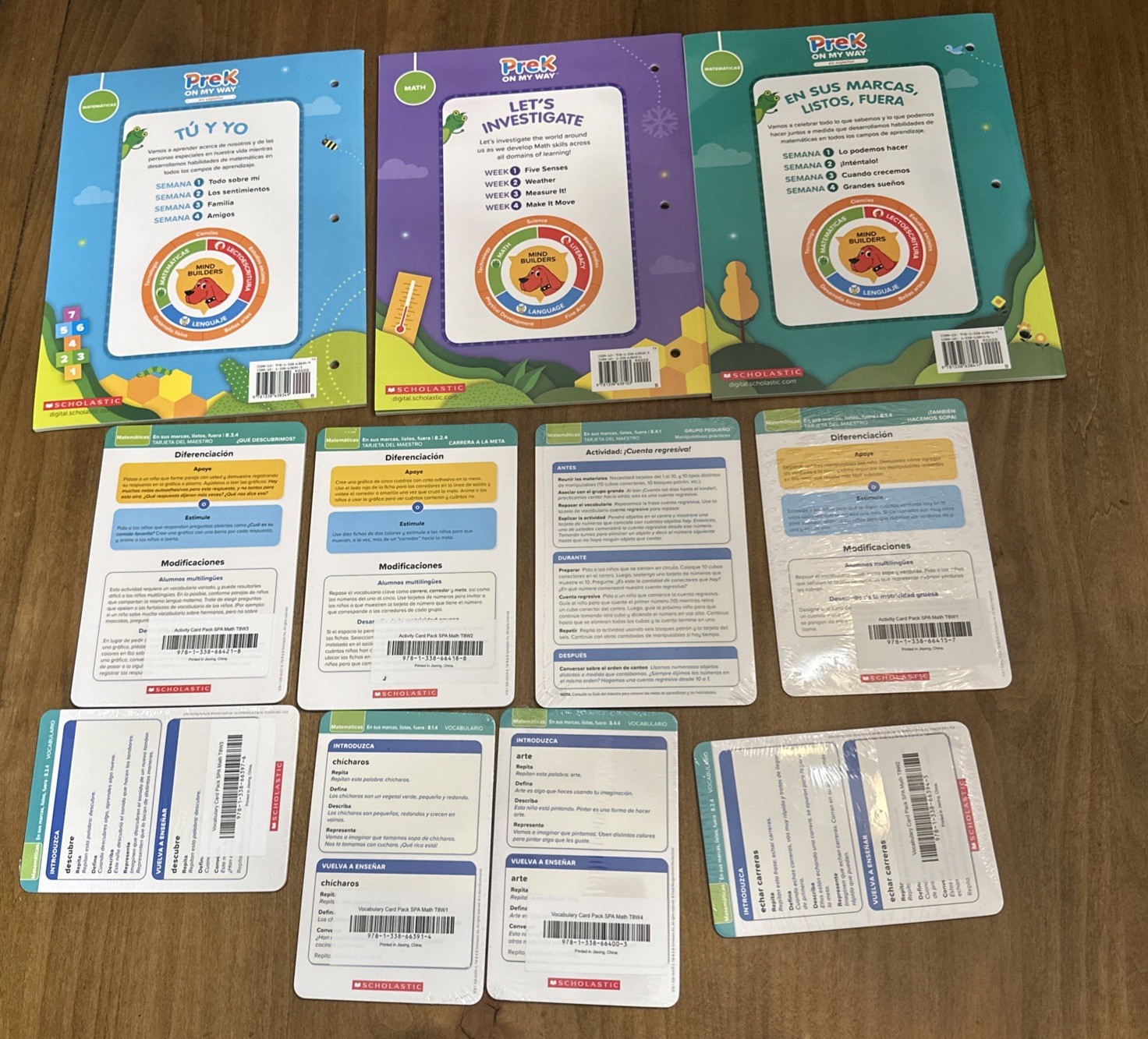 Scholastic Pre K On My Way Espanol Spanish Theme 1,3,8 Teaching Guide Vocabulary