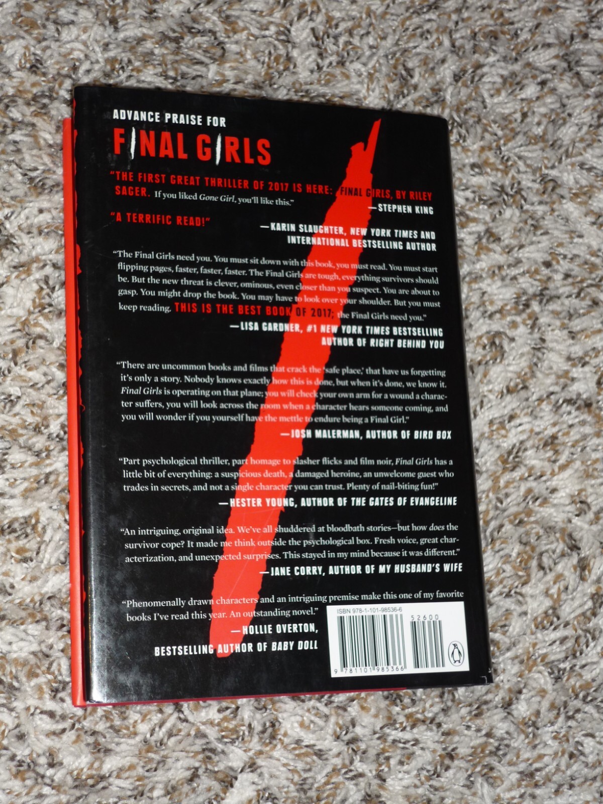 Final Girls by Riley Sager, 2017 Hardcover, First 1st Edition 3rd Print, DJ