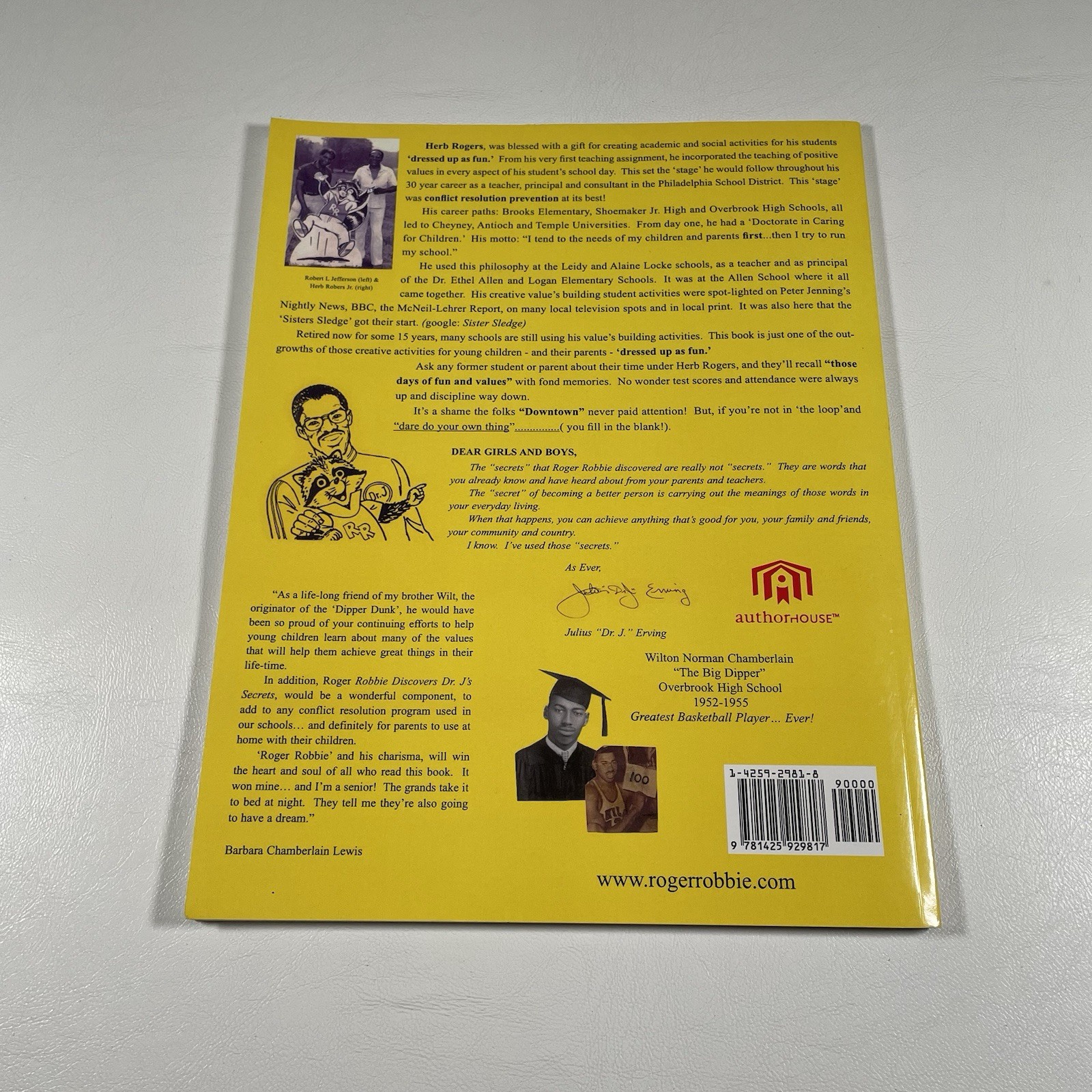 Roger Robbie Discovers Dr. J’s Secrets Signed Book Herb Rogers Jr 2006 Autograph