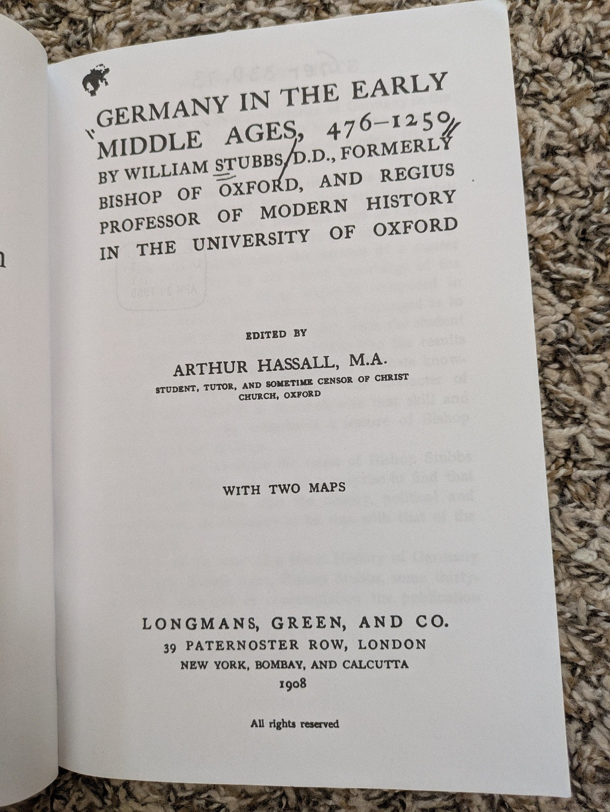 Germany in the Early Middle Ages, 476-1250 | William Stubbs | FORGOTTEN BOOKS!