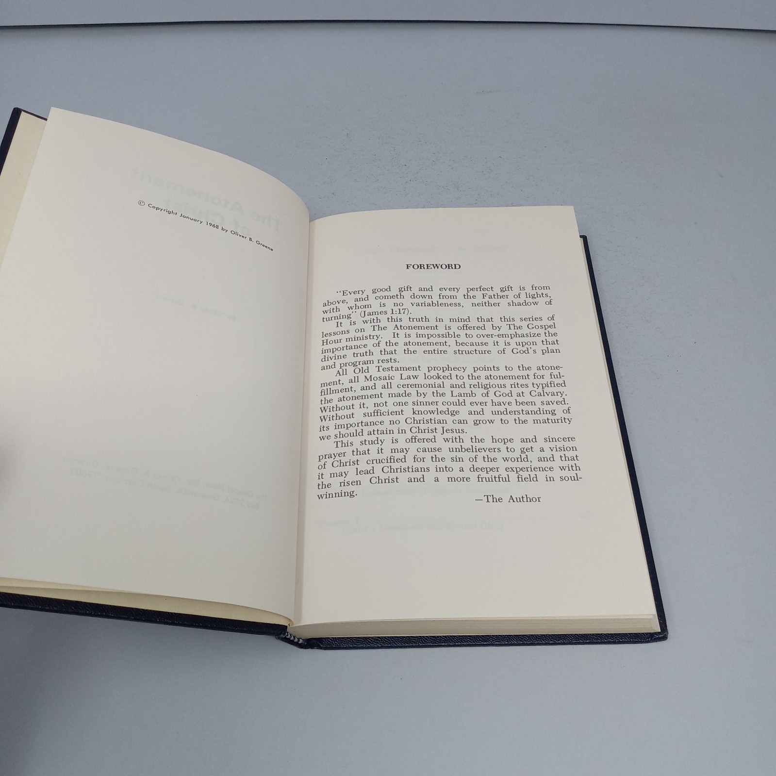 The Atonement of Christ 1968 The Gospel Hour, Inc. Hardcover by Oliver B. Greene