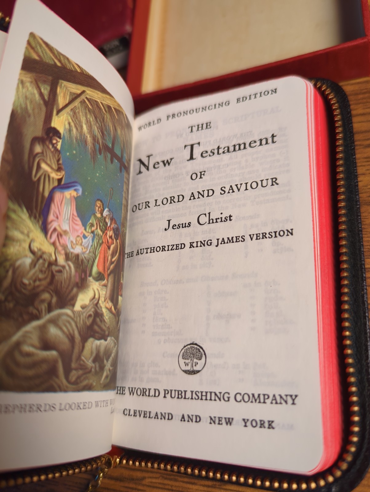 Vintage New Testament Psalms Pocket Bible Zipper Case Cross
