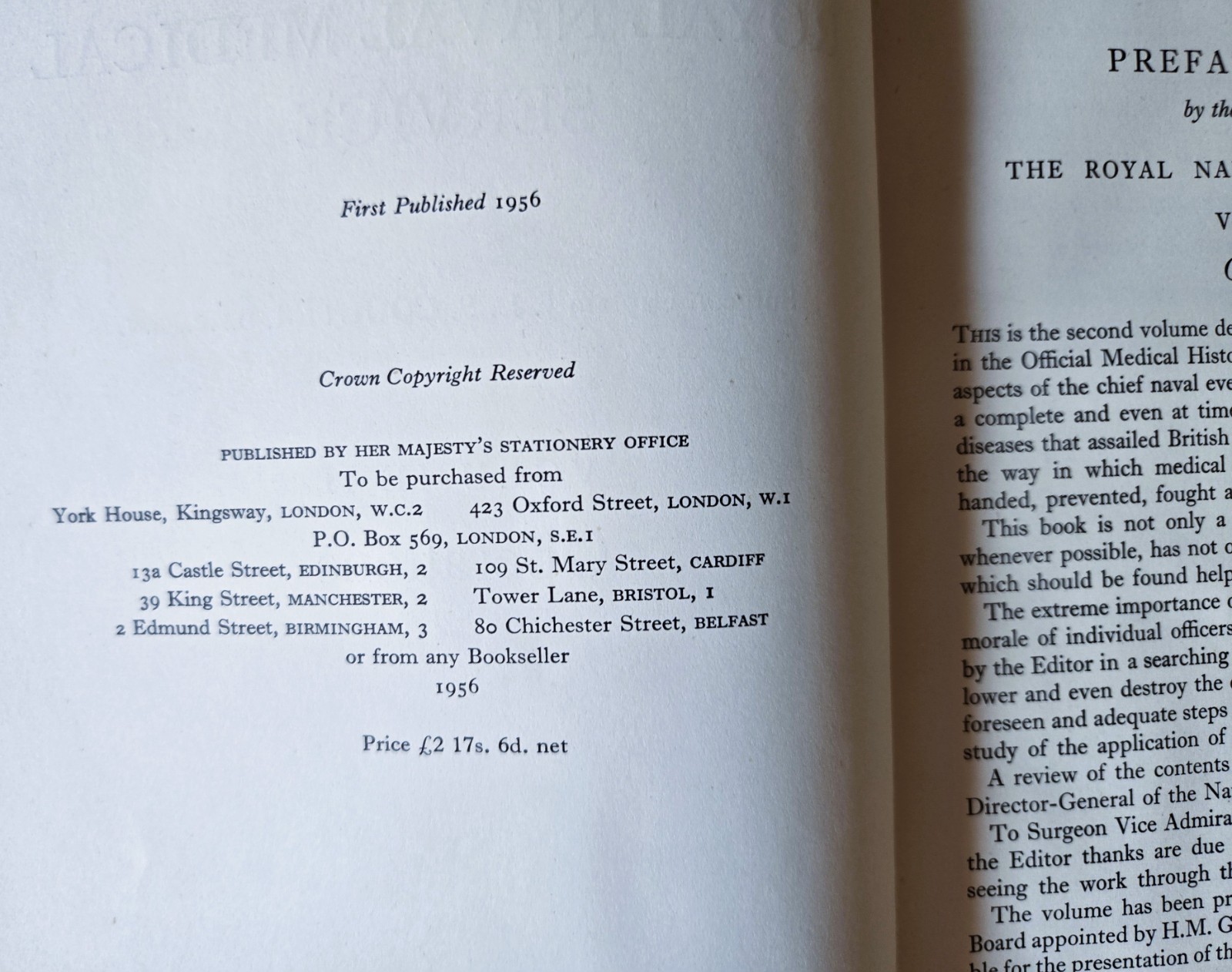 Royal Naval Medical Services Vols I & II Administration (1954) Operations (1956)