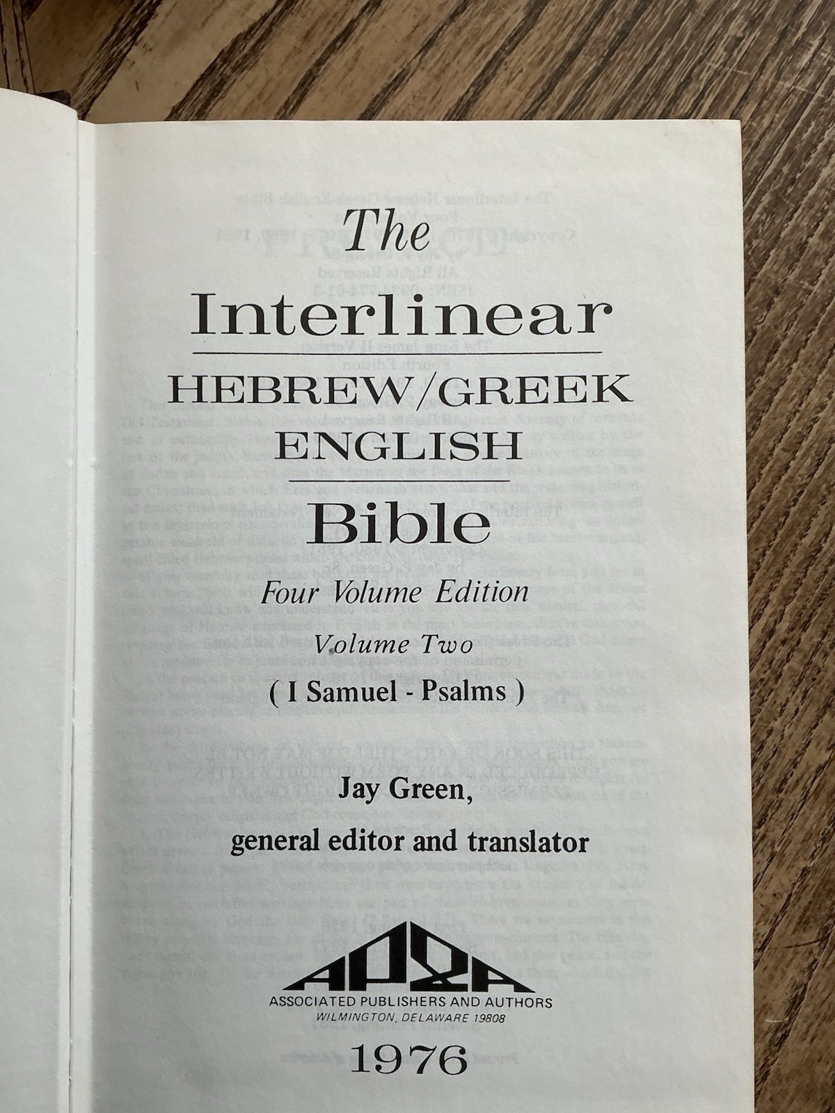 The Interlinear Hebrew/Greek English Bible Jay Green 4-Vol HC 1976