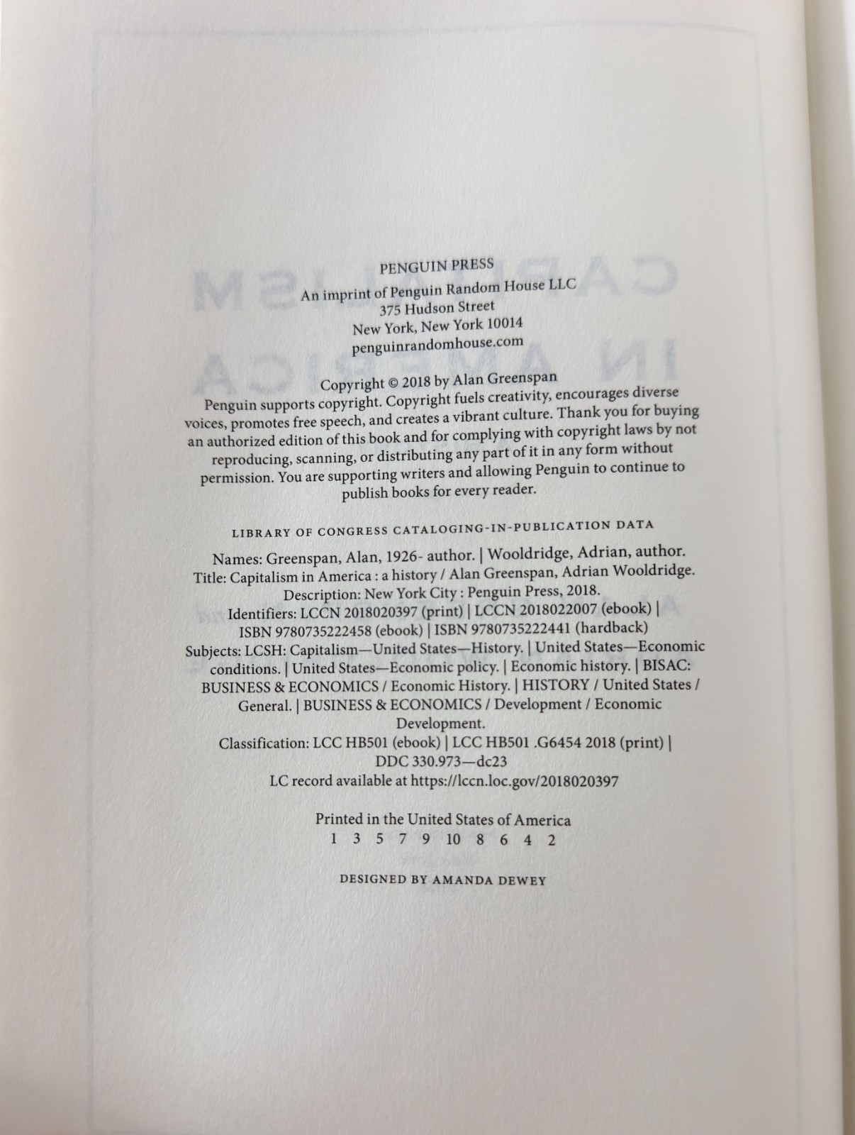 SIGNED Alan Greenspan Capitalism in America 1st Edition 1st Printing Hardcover