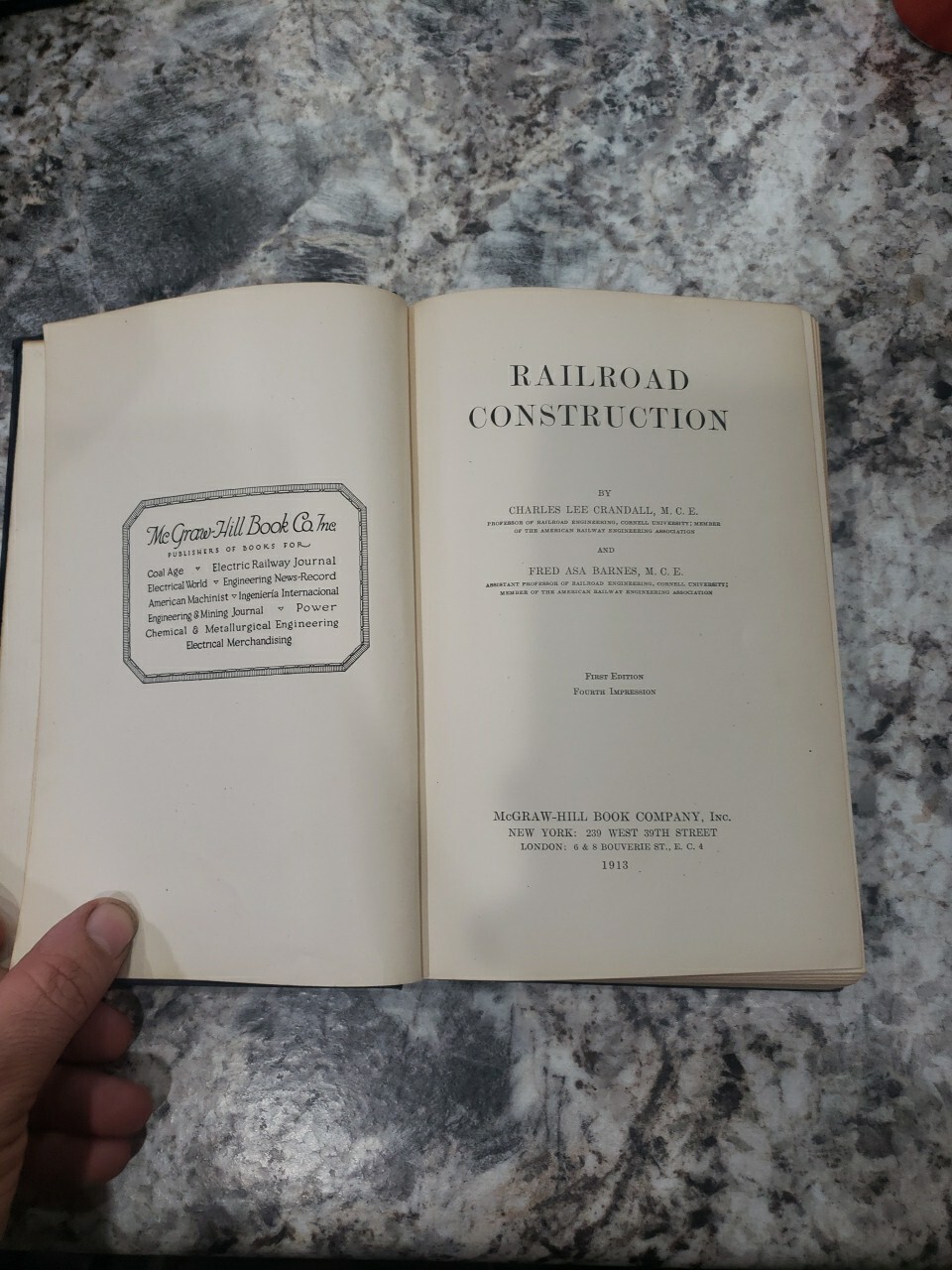 Railroad Construction (1913), Crandall, Charles Lee,Barnes, Fred Asa, 1st Ed 4th