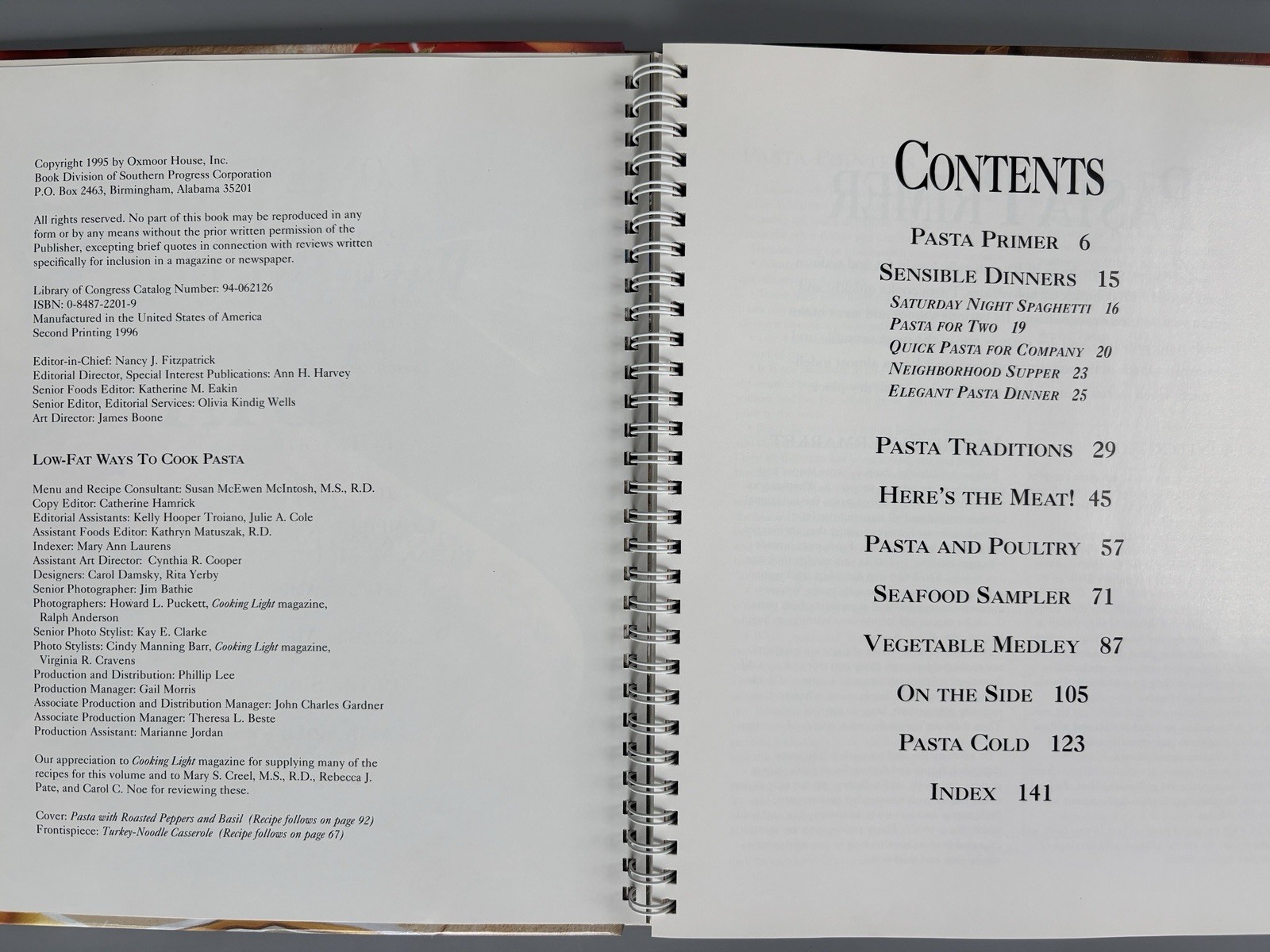 Lot of 2 Low-Fat Ways to Cook Pasta AND Chicken 1990s vtg HC Metal Spiral Bound