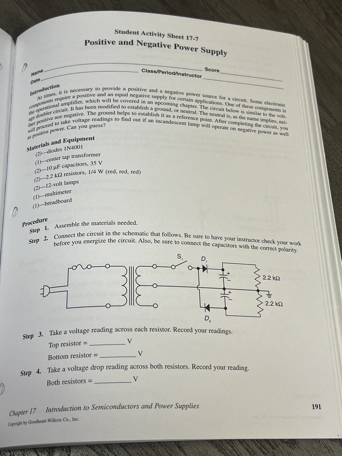 Study Guide with Laboratory Activities – Electricity & Electronic Workbook