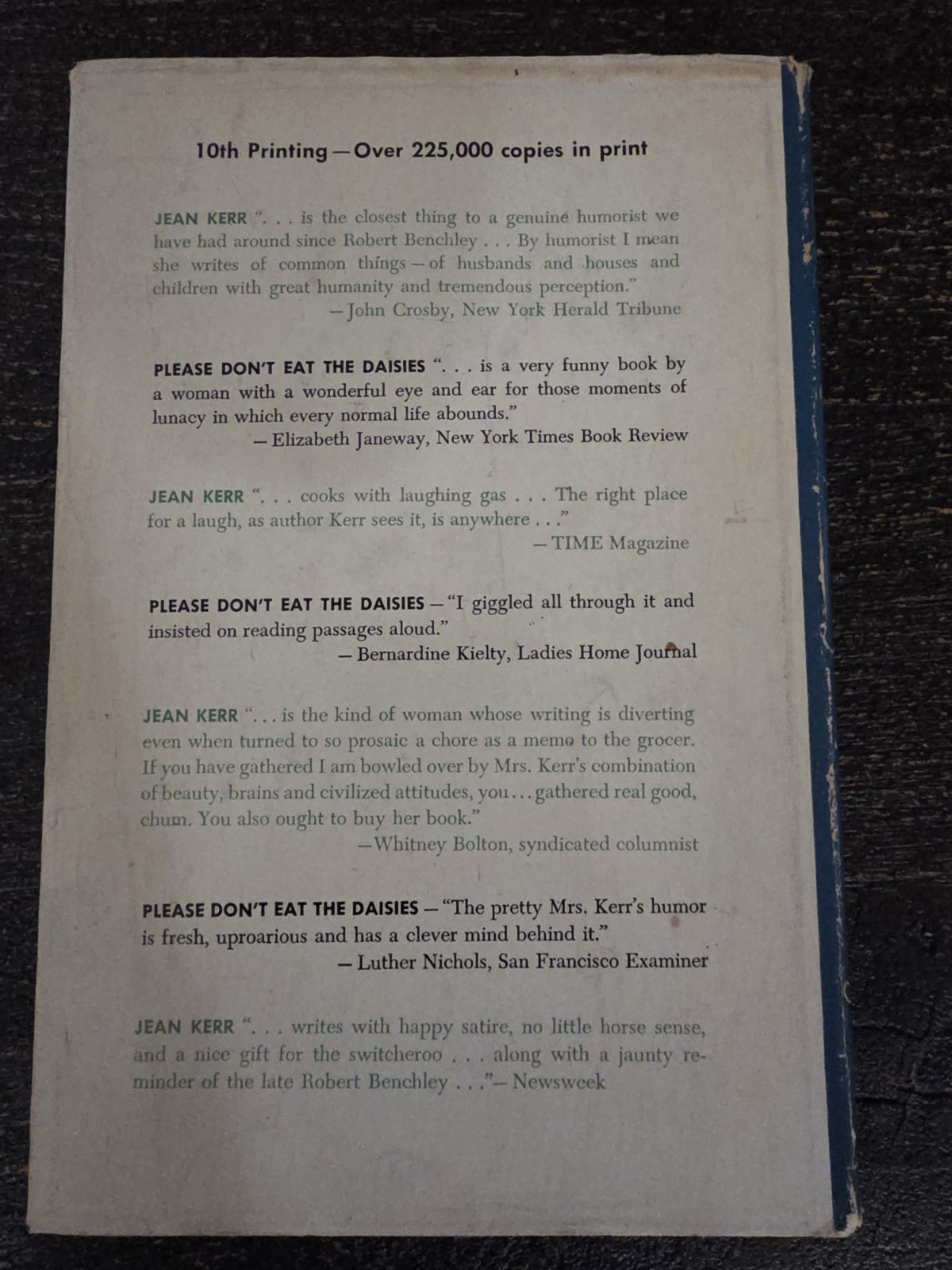 Please Don’t Eat the Daisies Jean Kerr 1957 Vintage Hardcover Book Club DJ