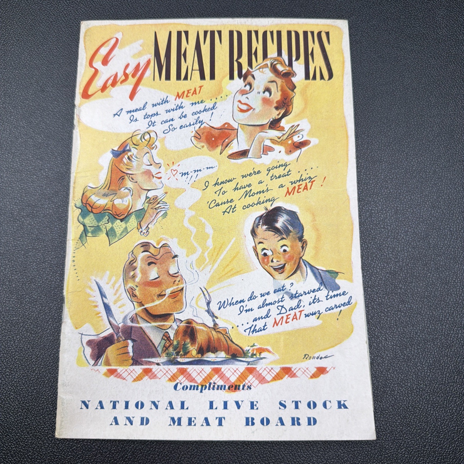 Vintage „Easy Meat Recipes“ Cookbook 1940’s 39 pages beef pork lamb