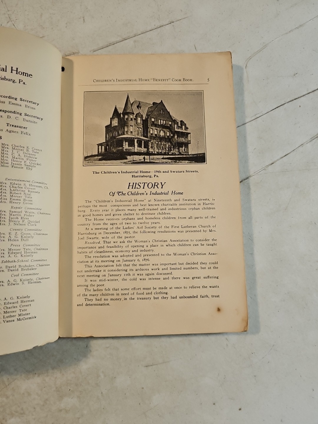 Vintage 1910’s The Children’s Industrial Home Benefit Cookbook. Harrisburg, PA