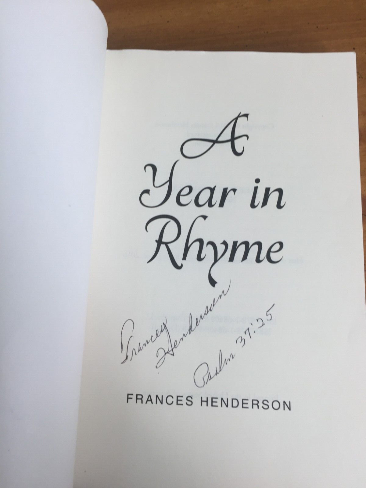 Christian Poetry Book A Year in Rhyme Signed by Author Henderson Paperback 2016