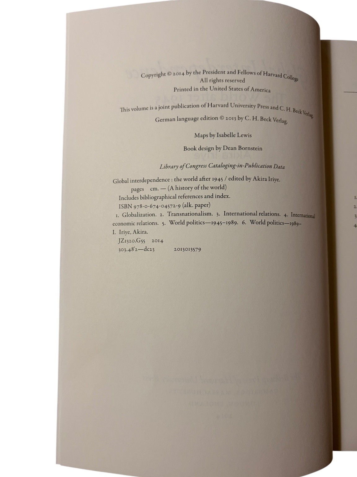 Global Interdependence Akira Iriye 2014 The World After 1945 Harvard University