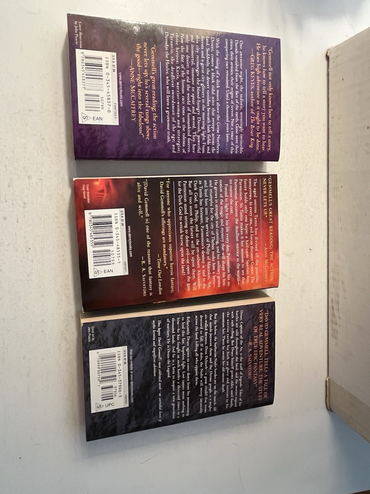 David Gemmell 3 PB Lot Del Rey 1990s LION OF MACEDON LEGEND DARK MOON Very Gd