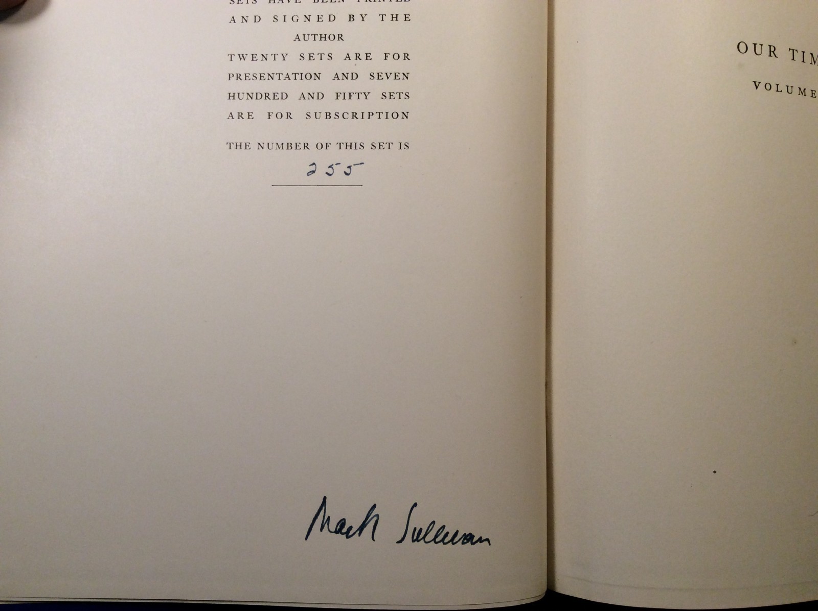 Our Times, 6 Volume Hardcove Set, SIGNED Mark Sullivan, Limited Numbered Edition