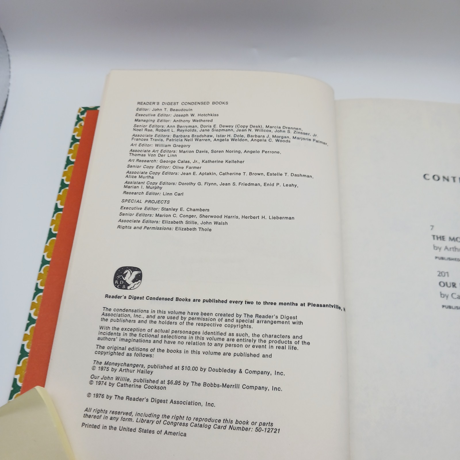 1976 Best Sellers Reader’s Digest Condensed Books-Money Changers/Our John Willie