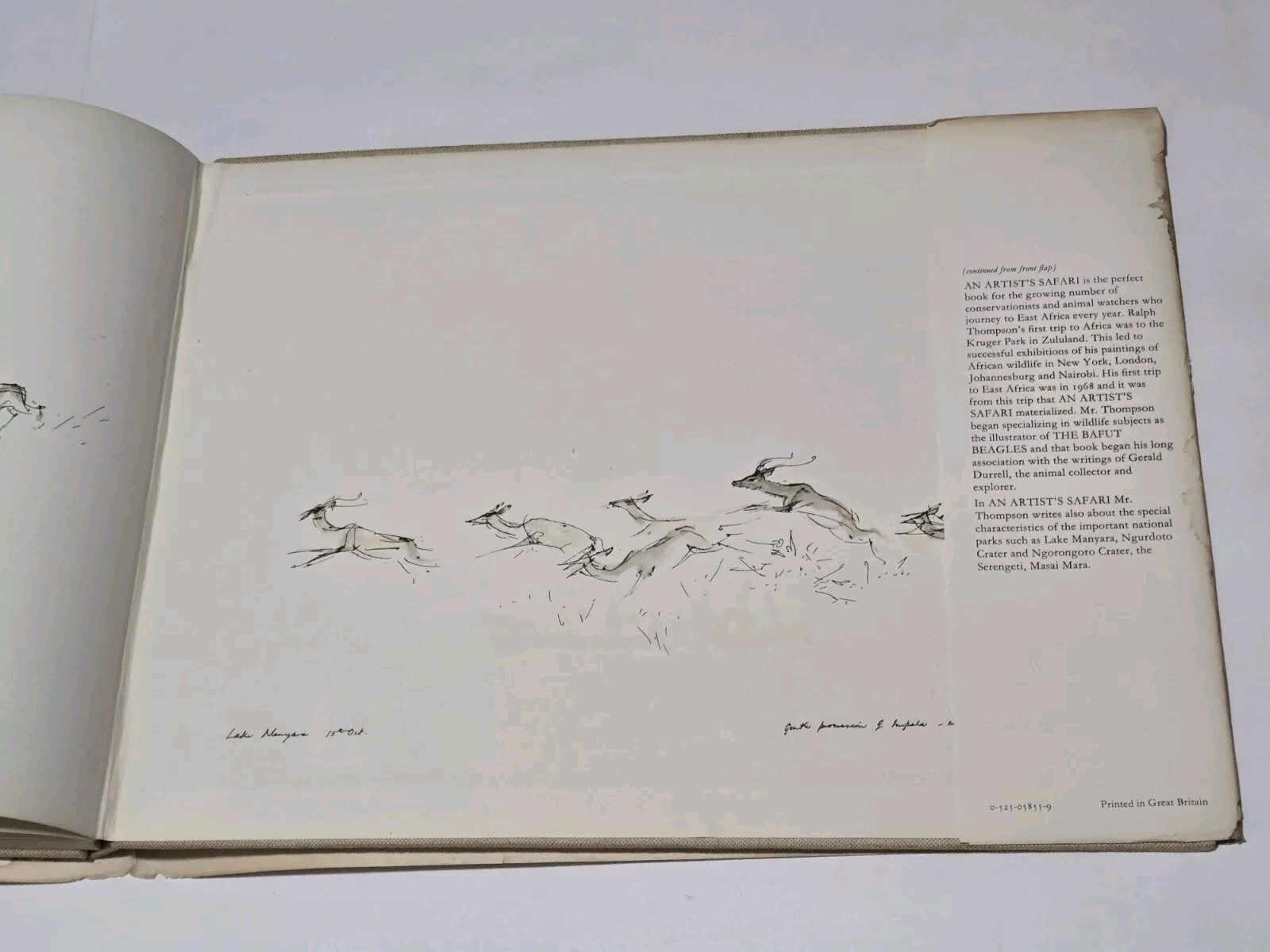 An Artist’s Safari By Ralph Thompson 1970 Hardcover DJ Artist Sketch Book