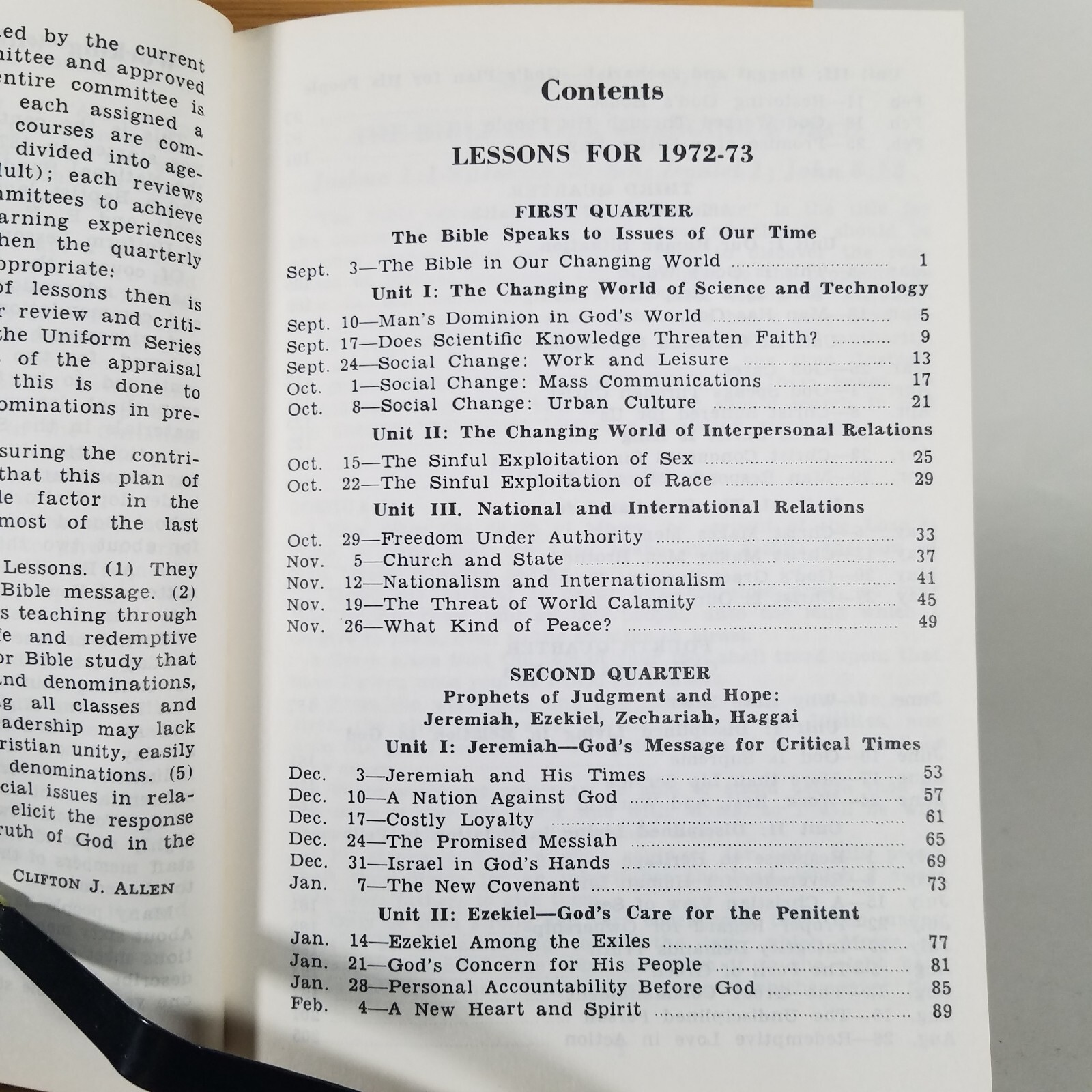 POINTS FOR EMPHASIS 1972-73 by Clifton J Allen Southern Baptist – Larger Type Ed