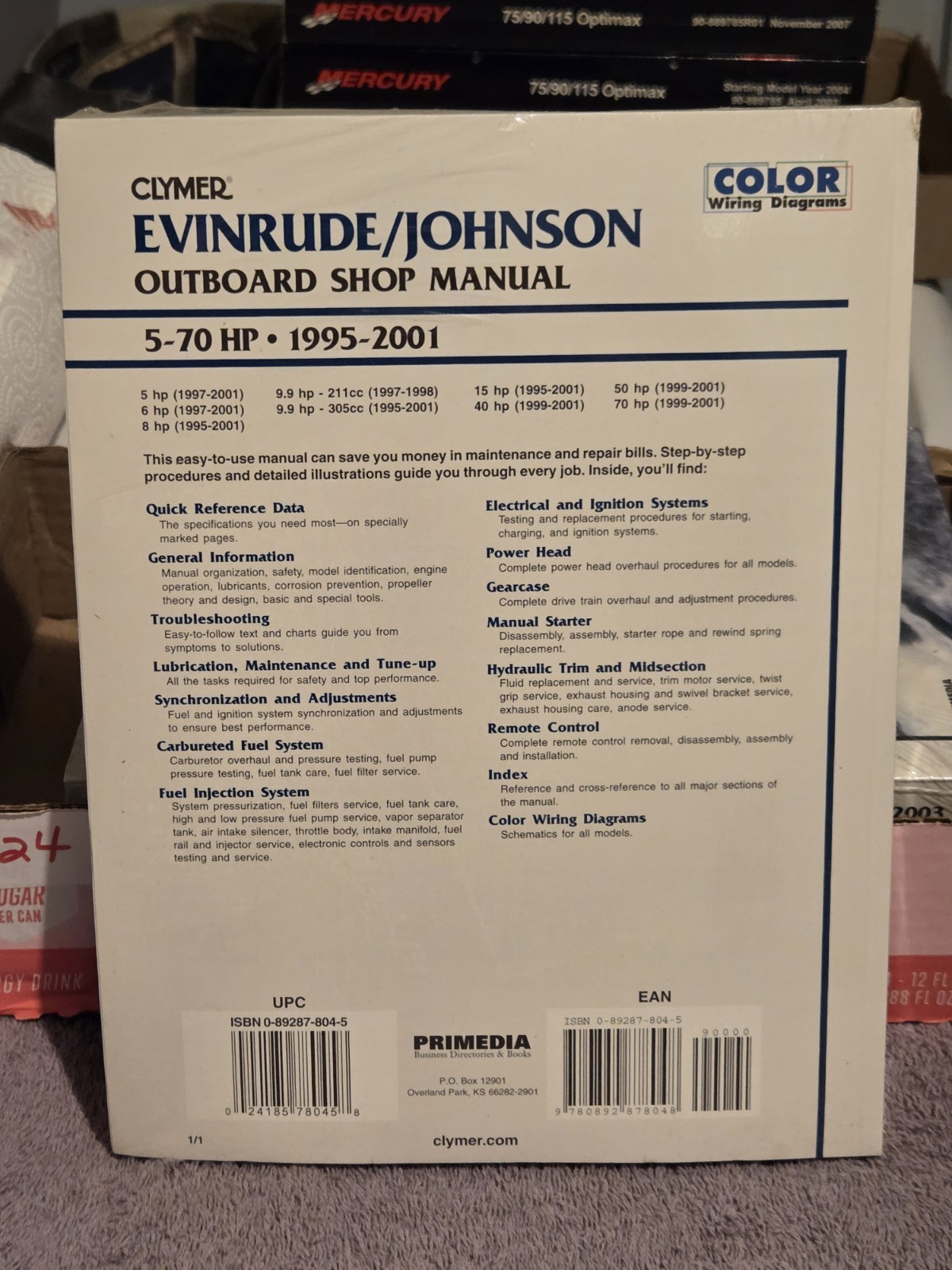 Clymer, Evinrude/Johnson Outboard Shop Manual, 1995-2001, 5-70HP 4-Stroke, NOS