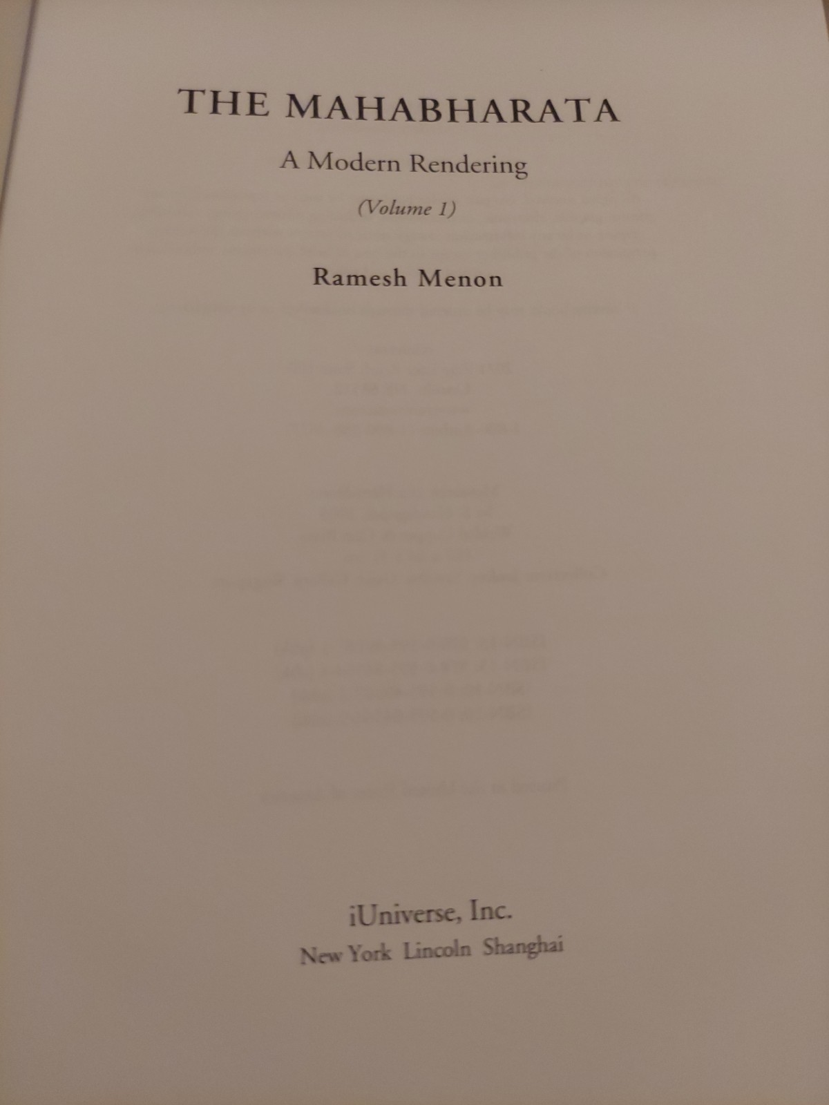 The Mahabharata – A Modern Rendering, Vol 1 – Ramesh Menon