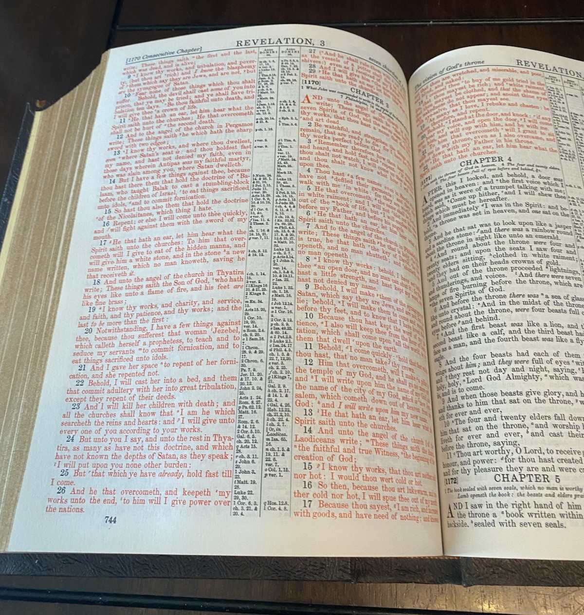 Vintage 1970 Lg.King James Version Red Letter Bible-Gold Gild Faux Leather Bound