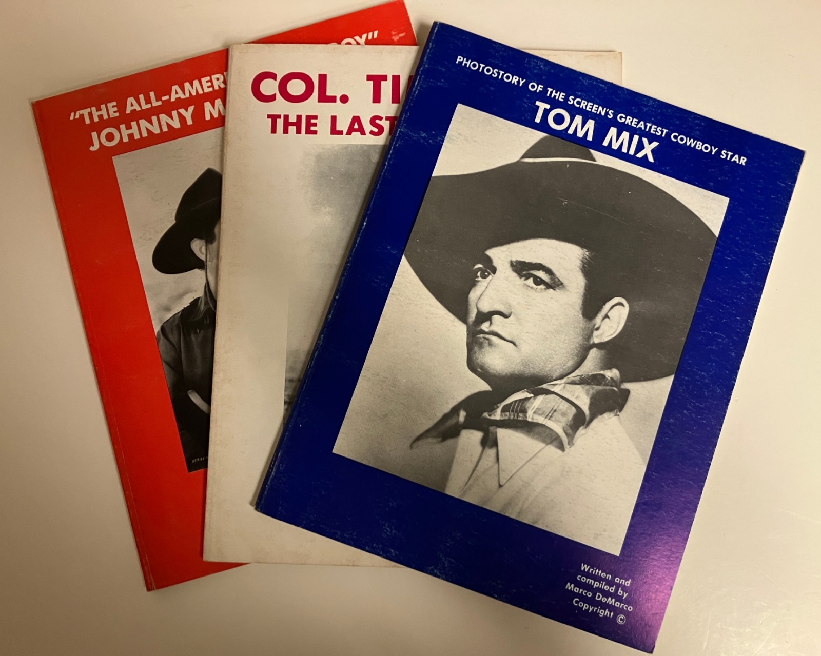 LOT OF 3 BOOKS Marco DeMarco Photostory PBs Johnny Mack Brown Tim McCoy Tom Mix