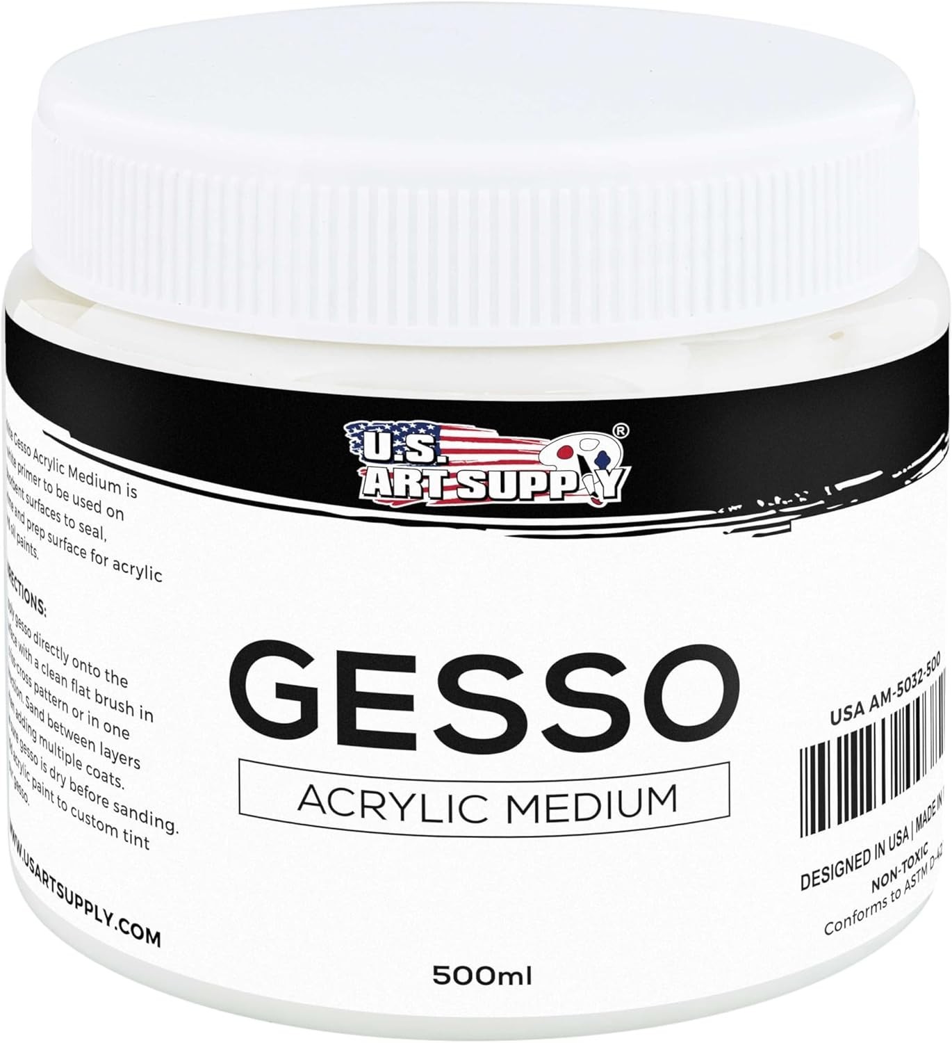White Gesso Primer 16.9oz – Non-Toxic Gel for Artists‘ Canvas Prep