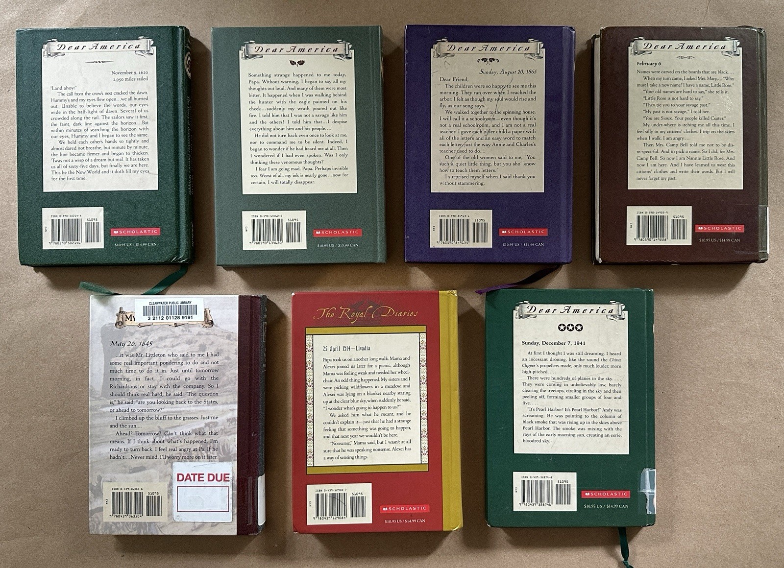 Lot of 7 Hardcover Dear America The Royal Diaries My Name Is America VTG Books