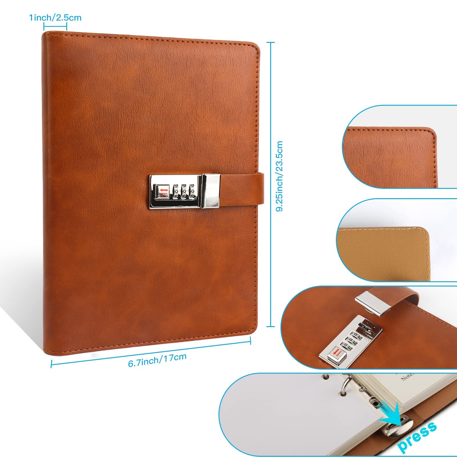 Password Organizer Book with Lock & Alphabetical Tabs, 302 Pages, Refillable A5