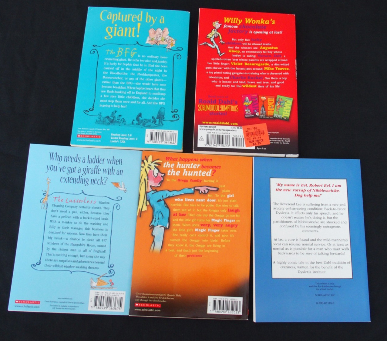 Roald Dahl Book LOT BFG Charlie Chocolate Factory Magic chapter summer reading