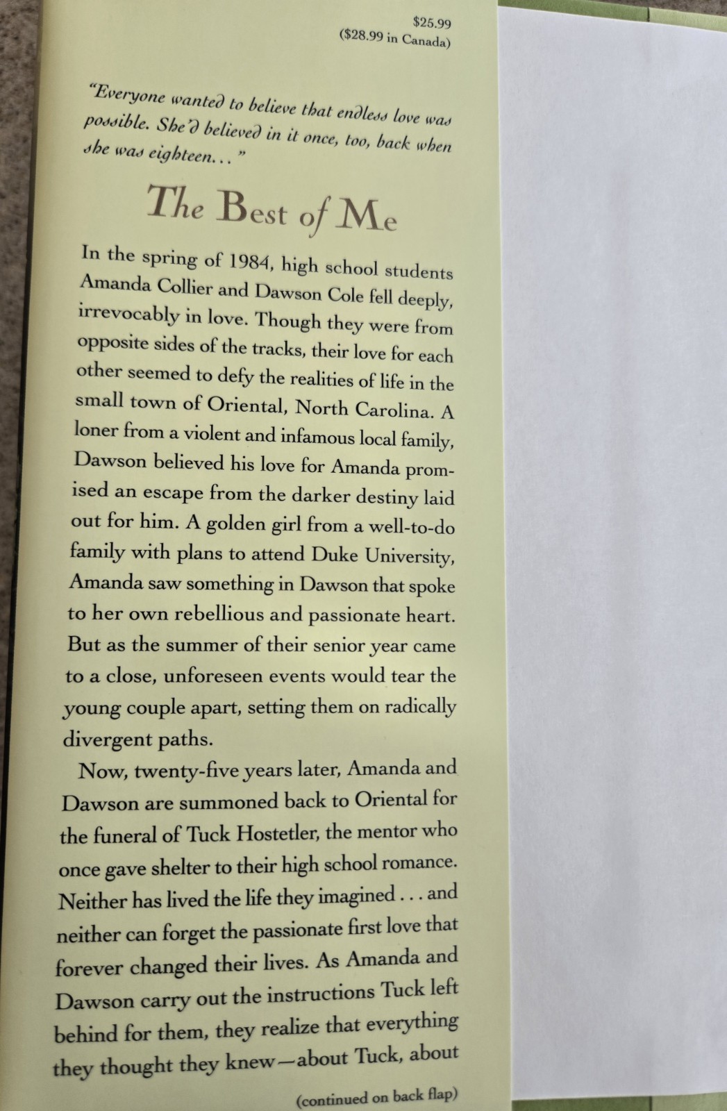 Nicholas Sparks The Best Of Me Hardcover Fiction Novel First Edition Like New