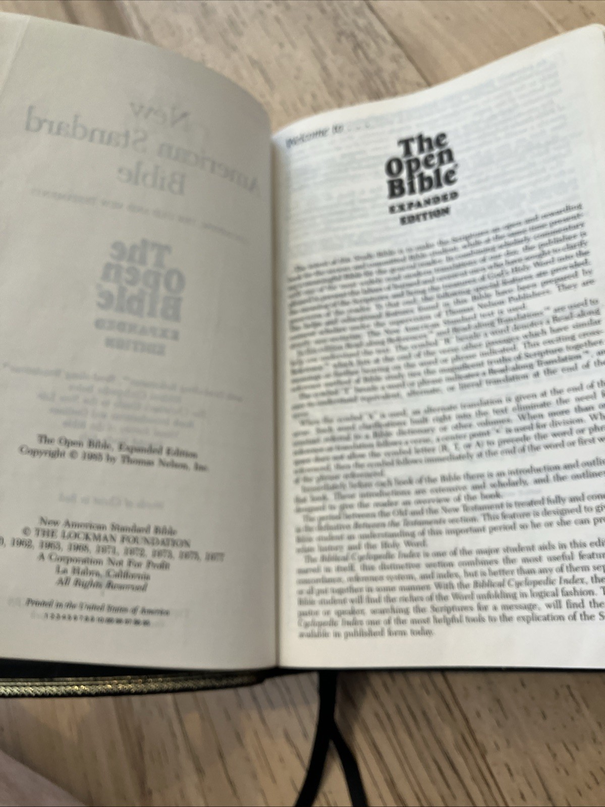 Nelson Open Bible Expanded NASB Genuine Leather 1985 Indexed Unmarked 976