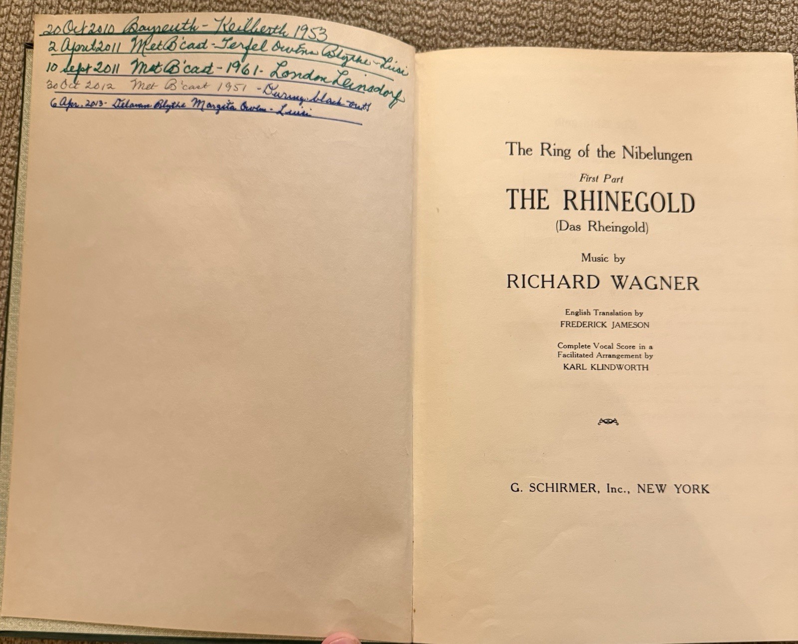 WAGNER: Das Rheingold- Vocal Score (Schirmer Hardcover), Hermann Uhde headshot