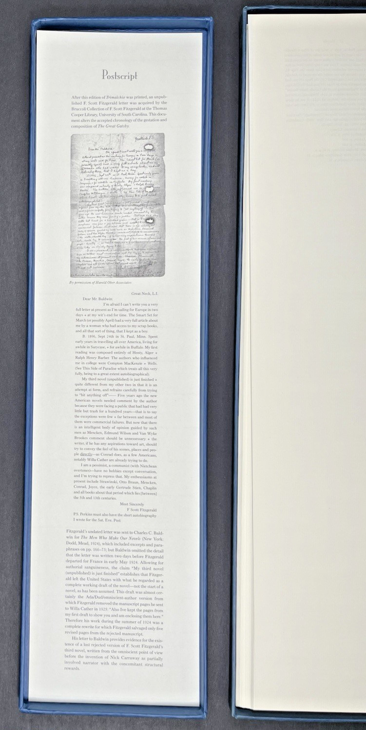 Trimalchio by F. Scott Fitzgerald: Limited Edition Facsimile Galley Proofs #216