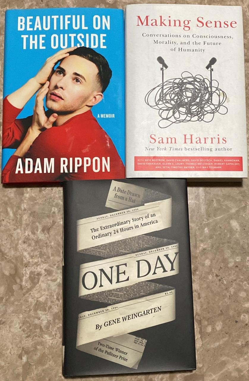 Lot of 3 Hardcover Books: Sam Harris, Adam Rippon, Gene Weingarten – Non-Fiction