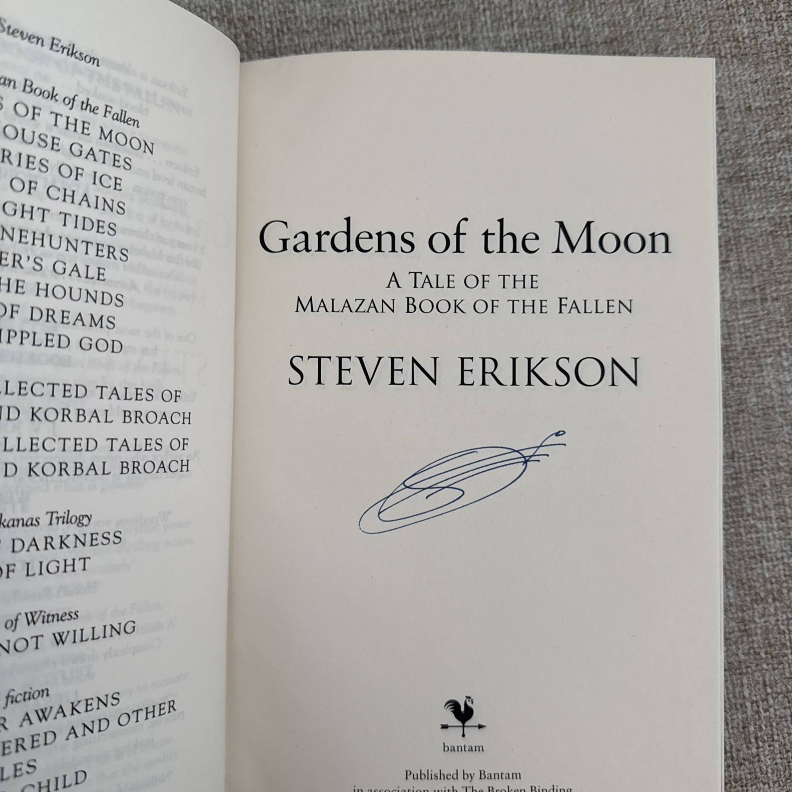 Steven Erikson (Signed) The Broken Binding Malazan Book of the Fallen 1-3 1st