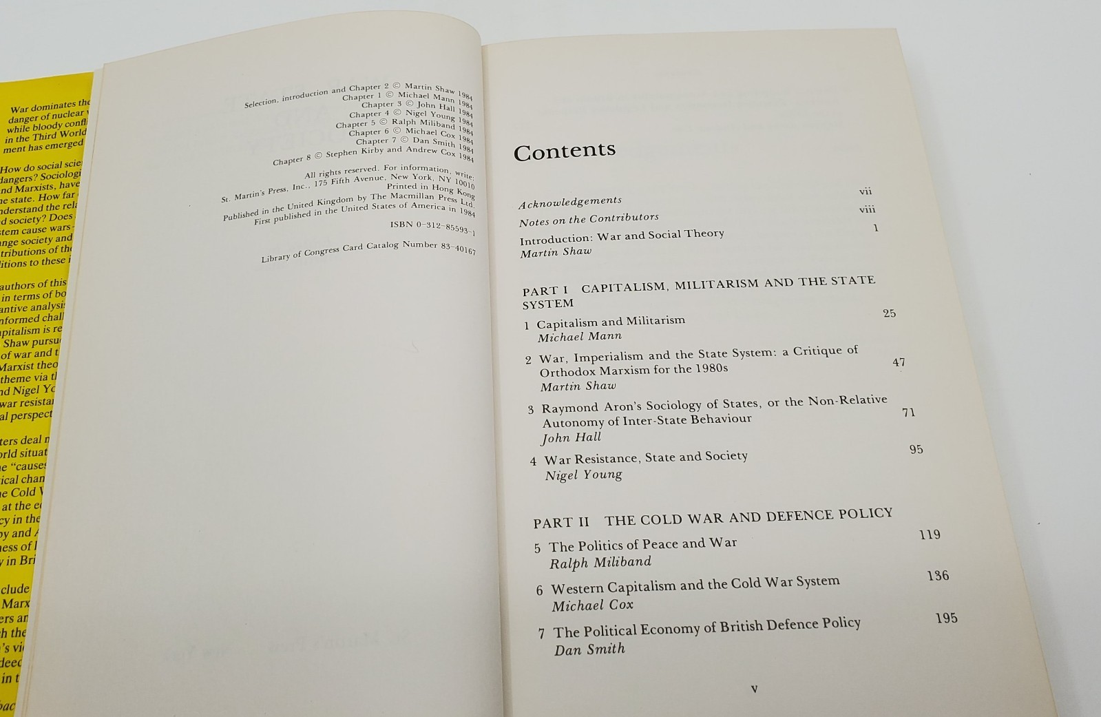 War State & Society by Martin Shaw 1984 Edition Hardcover