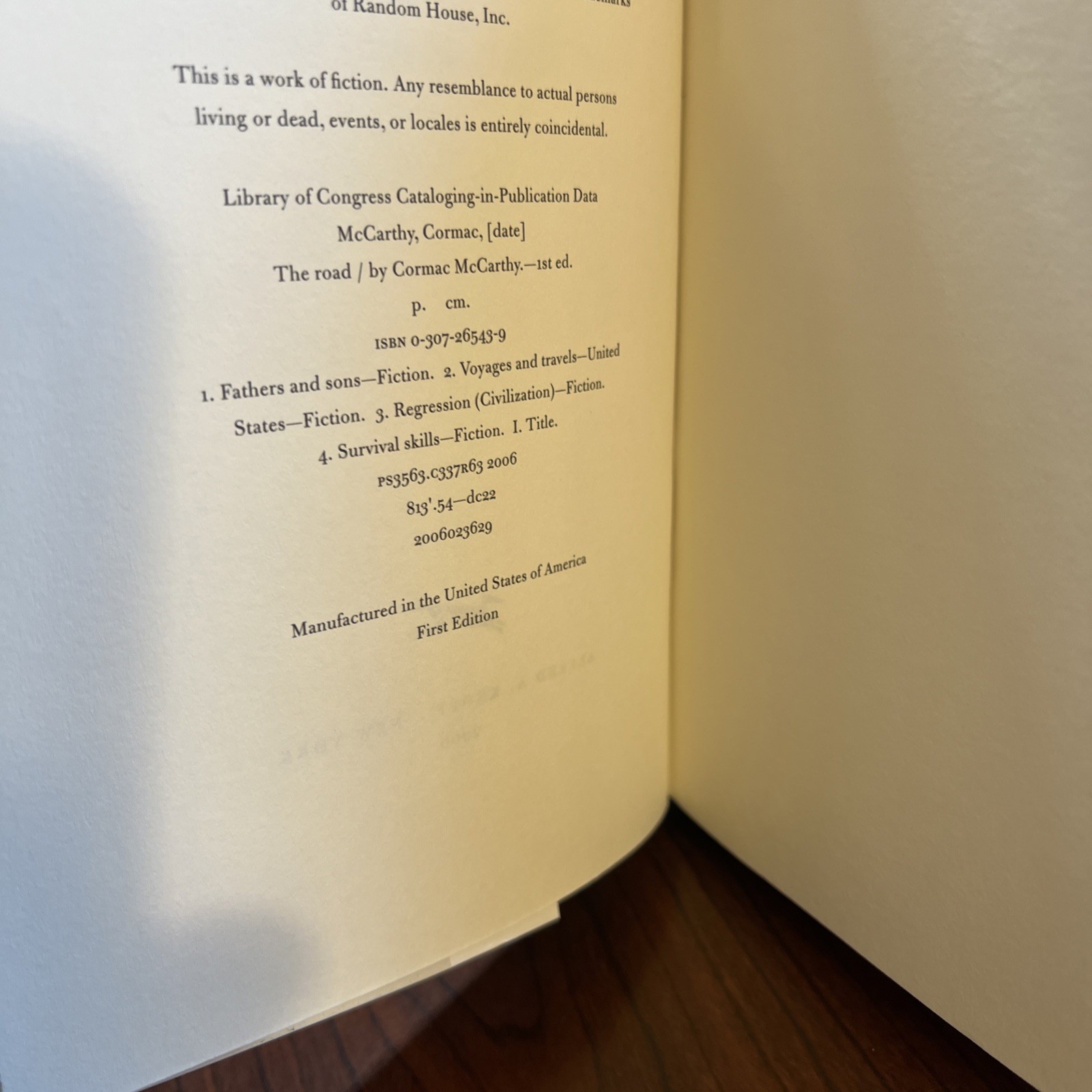 The Road, Cormac McCarthy, First Edition First Print 1st/1st Hardcover