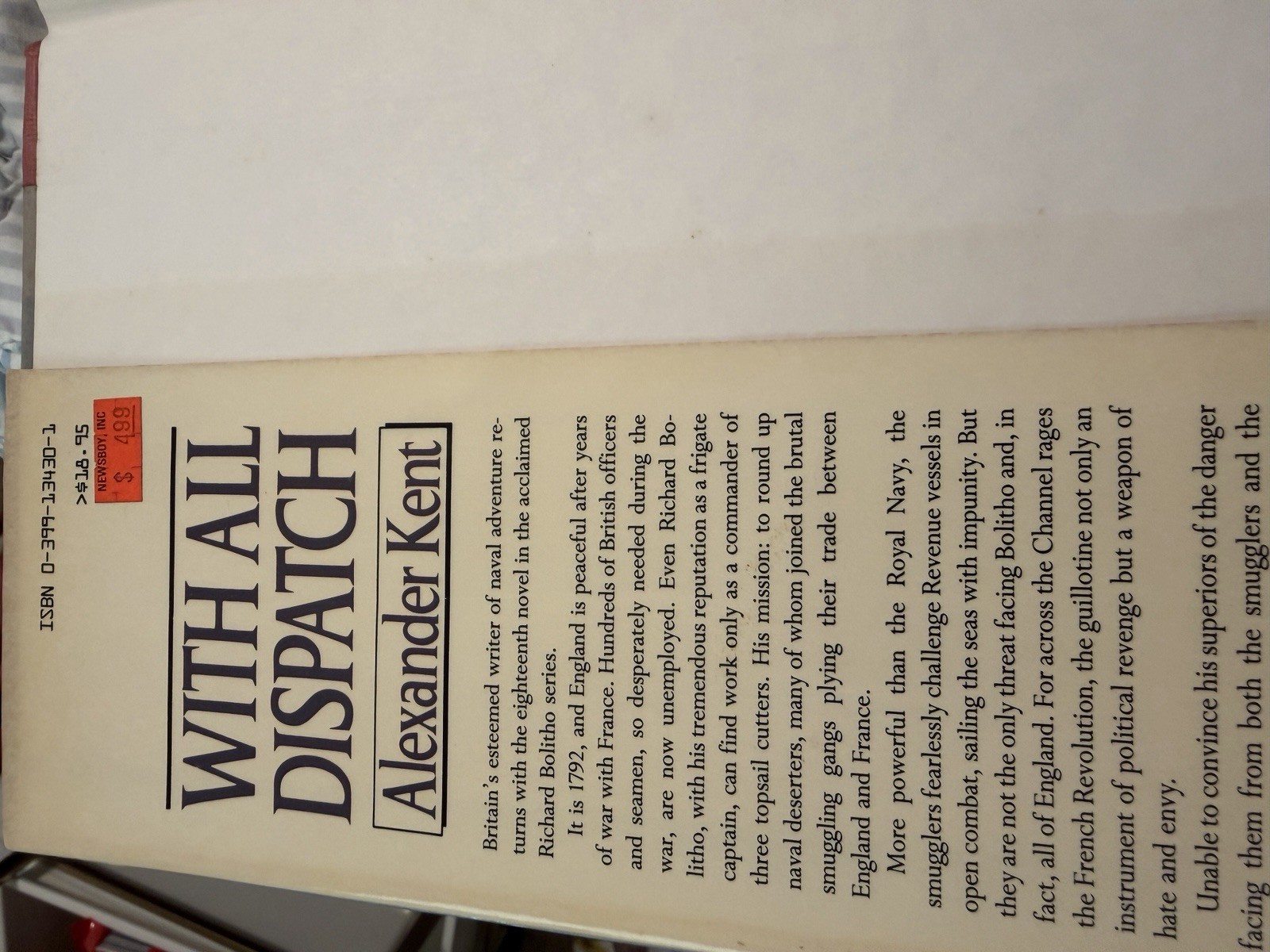 With All Dispatch by Kent, Alexander HCDJ First American Edition Bolitho Series
