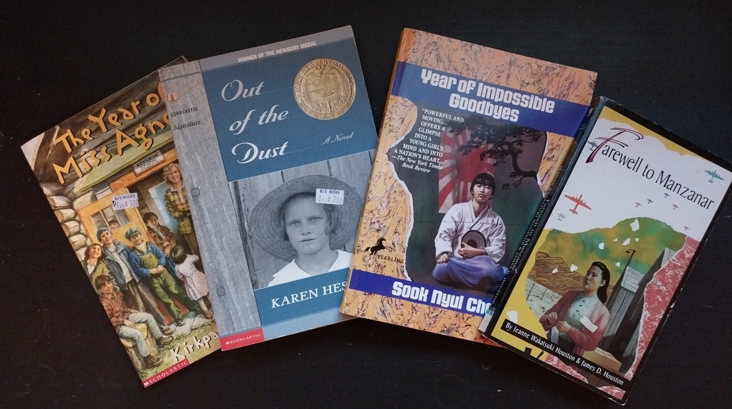 Out of the Dust, Manzanar, Miss Agnes Biographical Bk Bundle Middle School Lit