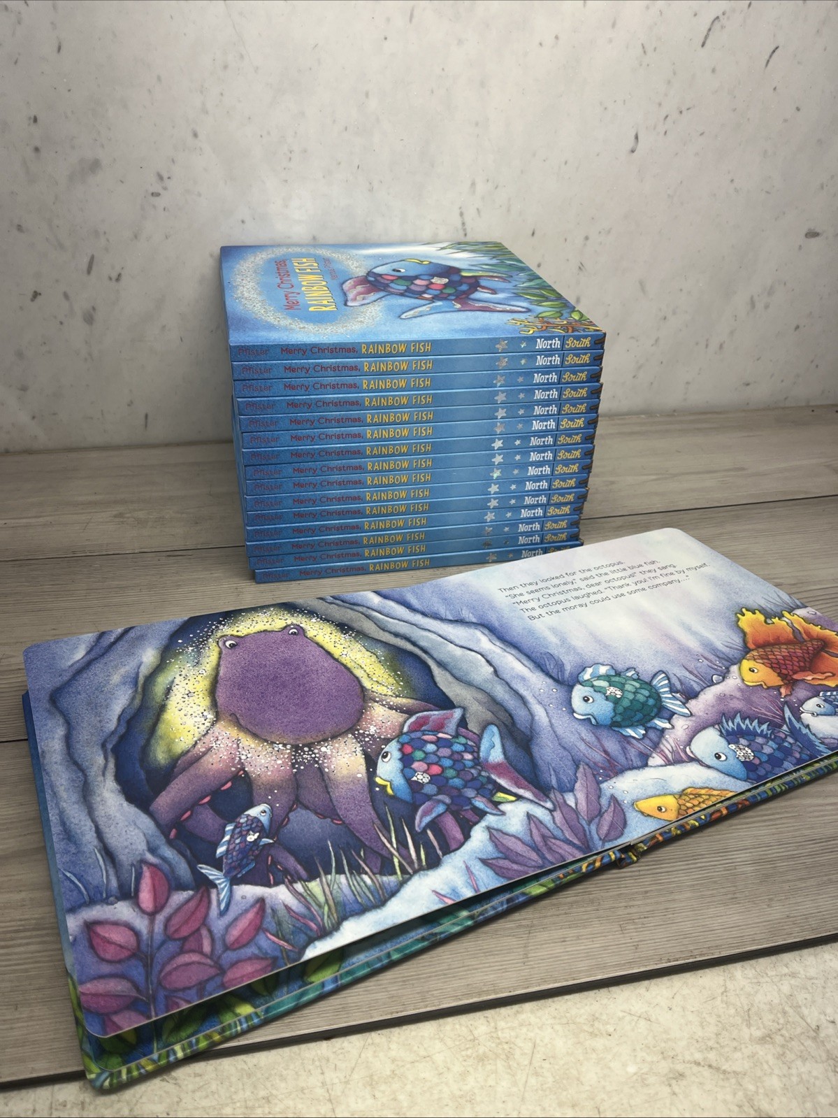 Lot Of 16 Merry Christmas Rainbow Fish, HC Books, By Marcus Poster