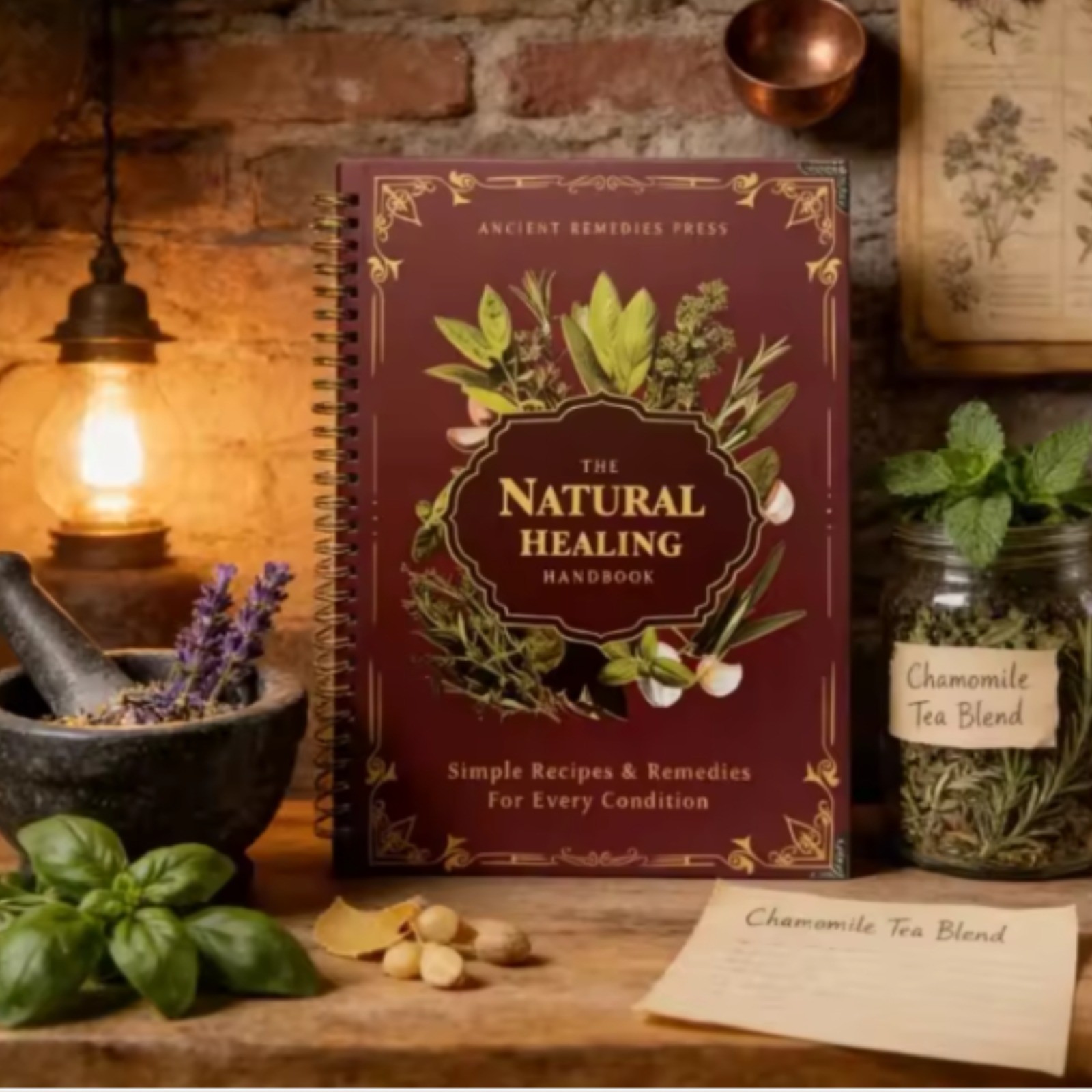 The Natural Healing Handbook, Spiral-Bound Guide for Herbal Remedies and Natural