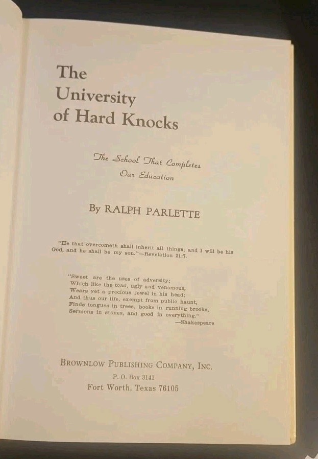 The University Of Hard Knocks Ralph Parlette 1966 Revised Edition 124 Pages