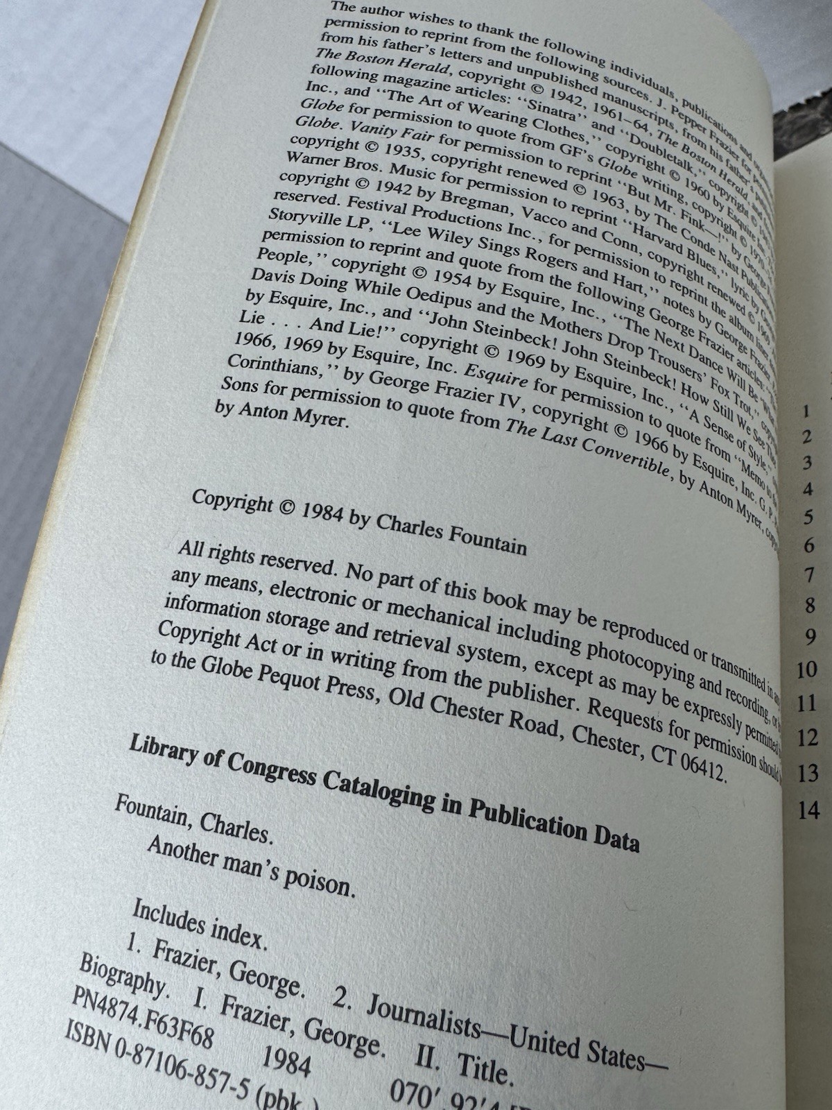 Another Man’s Poison – Life & Writings of George Frazier by Charles Fountain